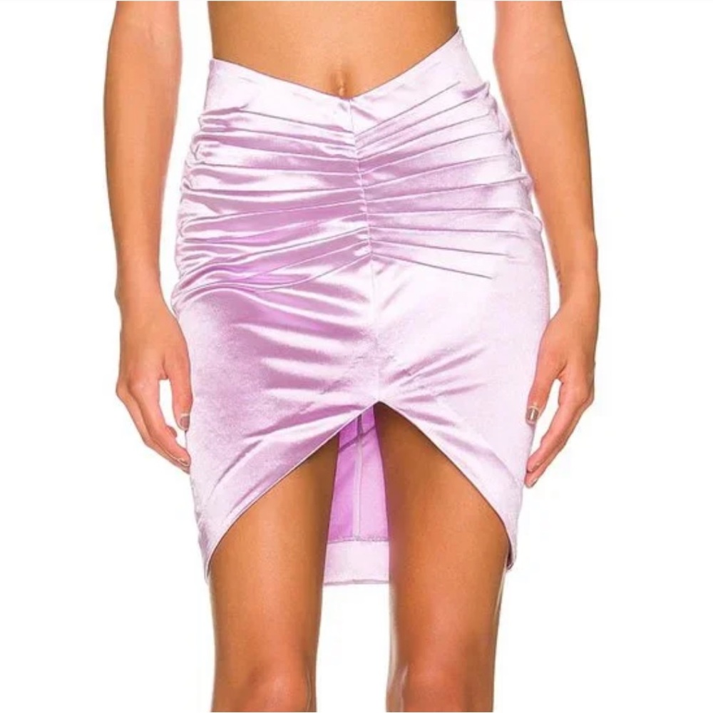 NEW retrofete Dehl Mini Skirt in Lilac Lavender Purple Silk Satin - Medium